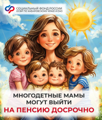 Отделение Соцфонда по Хабаровскому краю и ЕАО оформило пенсию досрочно 4,5 тысячам многодетных мам