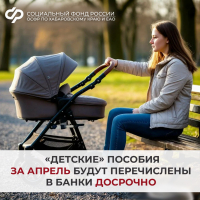 Отделение СФР по Хабаровскому краю и ЕАО досрочно выплатит «детские» пособия за апрель